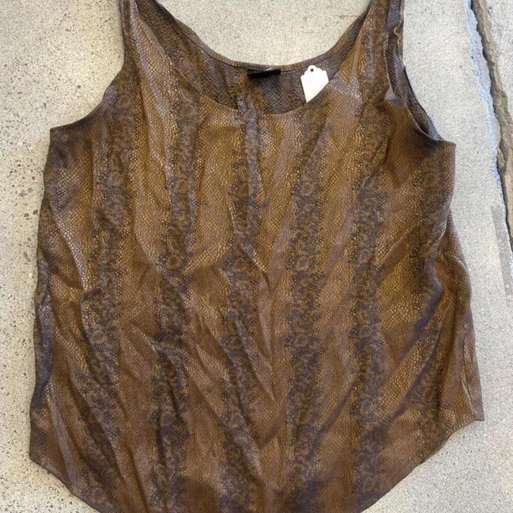 Judy Knapp Women’s M Top Brown Metallic Snakeskin Print Cami